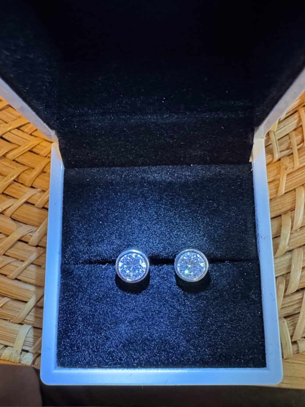 Moissanite 925 Sterling Silver Bezel Stud Earrings - Picture 13 of 13